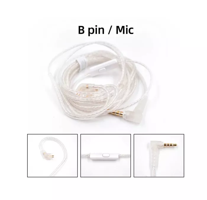 Кабель для наушников с микрофоном KZ Standard SILVER Cable C MIC