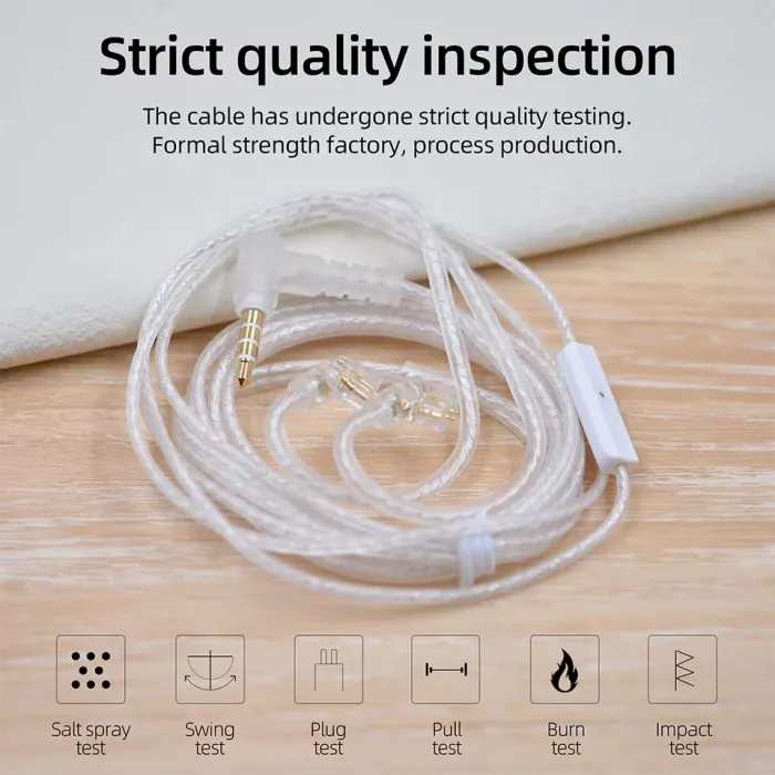 Кабель для наушников с микрофоном KZ Standard SILVER Cable C MIC