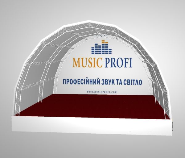 Сцена розбірна зі сталевим дахом тунельного типу 10х8 зі сталевим дахом