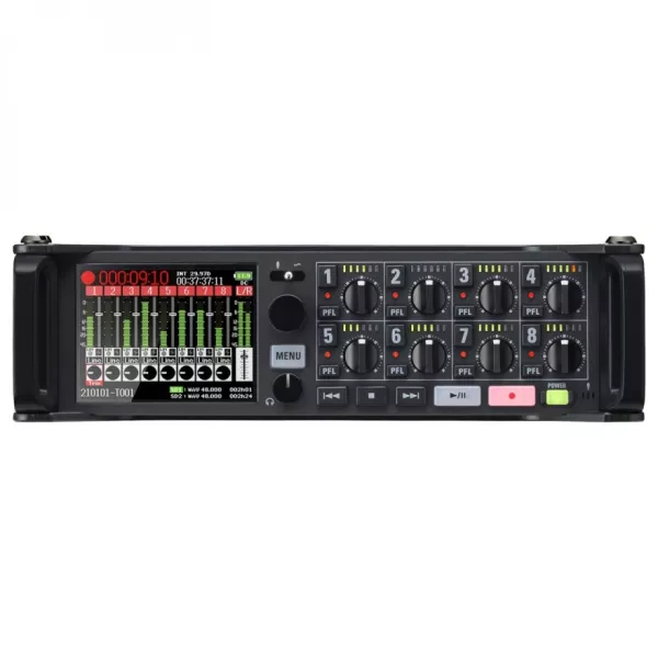 Zoom F8n Pro профессиональный полевой рекордер (32-бит Float, 8 XLR входов) для кино и ТВ с точным таймкодом, Bluetooth, 2,4" полноцветный ЖК-дисплей