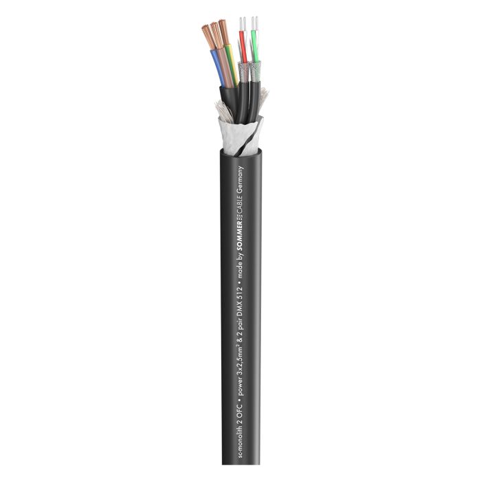 Sommer Cable 500-0281-2 MONOLITH 2 DMX-Kombil./black 3x2,50mm² кабель для одночасної передачи живлення та DMX-сигналу