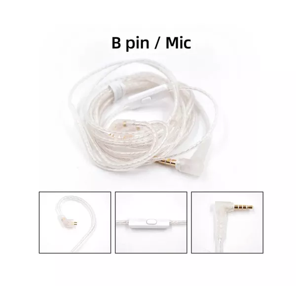 Кабель для навушників з мікрофоном KZ Standard SILVER Cable C MIC