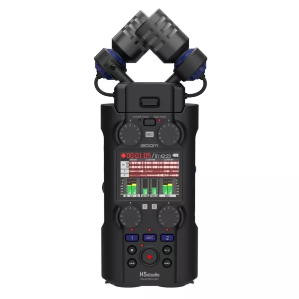 Zoom H5studio рекордер для студії та поля з 32-біт Float, багатоканальний одночасний запис (4 ізольовані доріжки + стерео мікс)