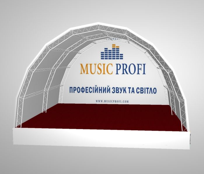 Сцена разборная со стальной крышей туннельного типа 10х8