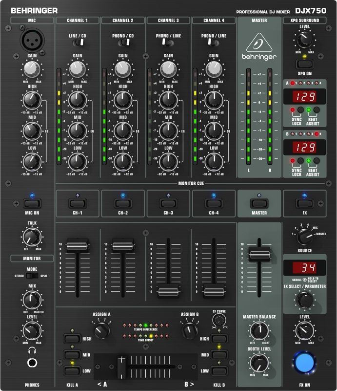 BEHRINGER PRO MIXER DJX750 DJ микшерный пульт 
